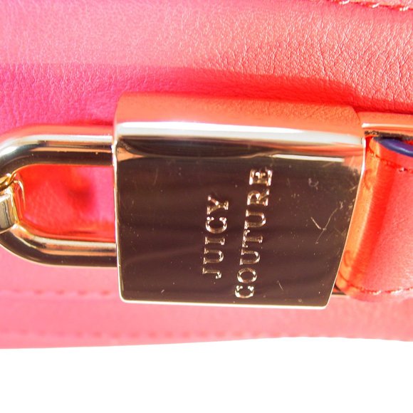 JUICY COUTURE Gold Lock Pink Leather Envelope Clutch Bag $198 - Picture 9 of 12